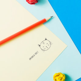 Sello Automático Cute Cat Funny Doodle Kids Nombre personalizado