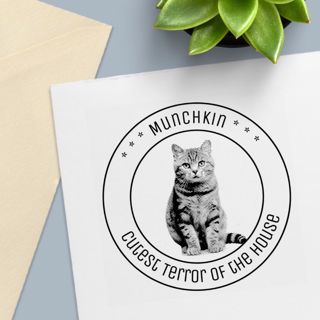 Sello Automático Cute Cat Pet Photo Round (Subido por el creador)