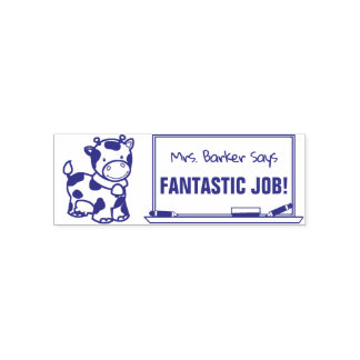Sello Automático Cute Cow - El Profesor Dice. ¡Trabajo fantástico!
