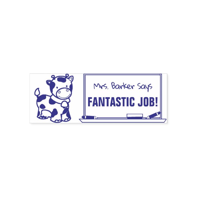 Sello Automático Cute Cow - El Profesor Dice. ¡Trabajo fantástico! (Diseño)