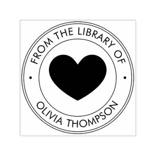 Sello Automático Cute de la Biblioteca de y Personalizado del Coraz