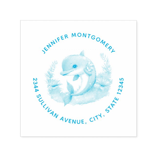 Sello Automático Cute Dolphin Sea Creature (Diseño)