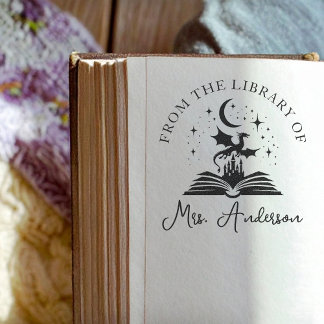 Sello Automático Cute Dragon Library Floral Grow your Mind Teacher