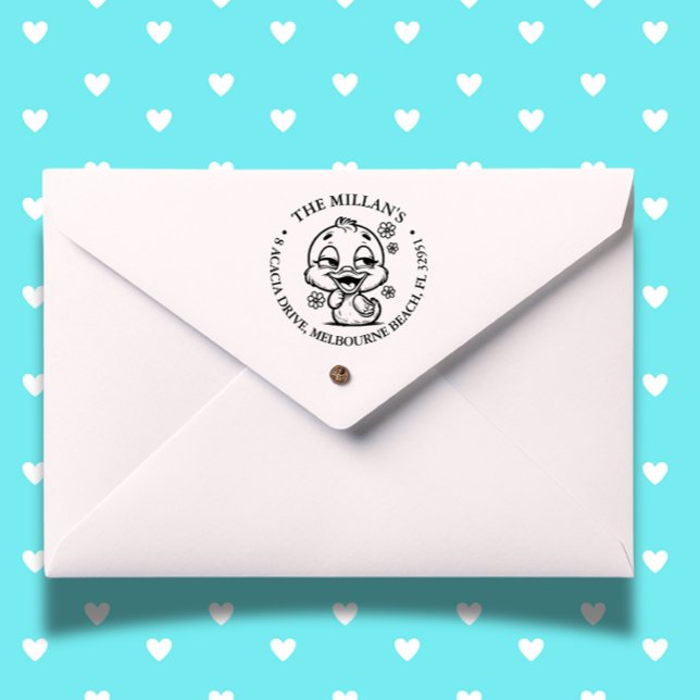 Sello Automático Cute Floral Duck Tema (Brighten your day with a cute floral duck self-inking stamp)