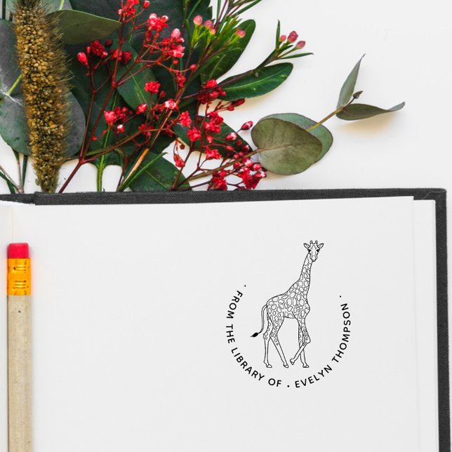 Sello Automático Cute Giraffe Personalizado Libro De La Biblioteca  (Subido por el creador)