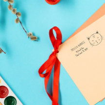 Cute Gracioso Cat Doodle Kids Nombre y dirección p