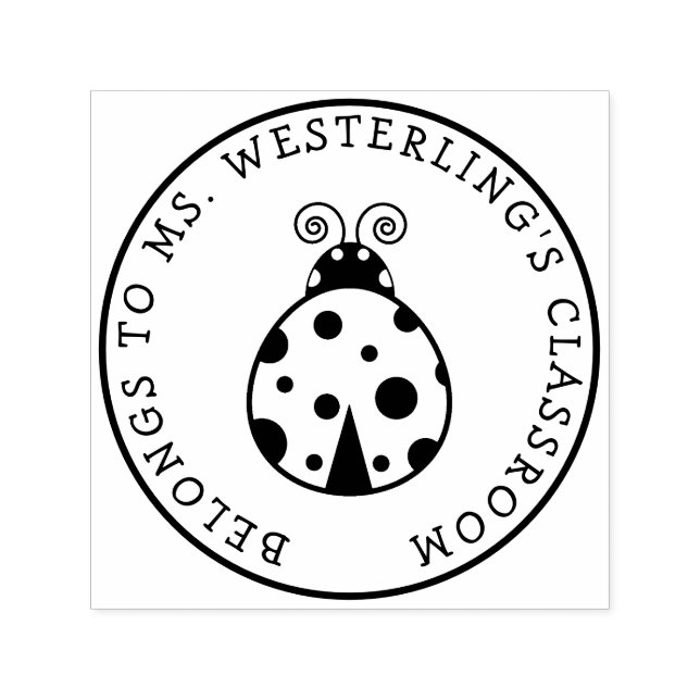 Sello Automático Cute Lady Bug, propiedad del profesor (Diseño)