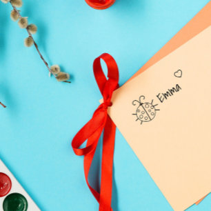Sello Automático Cute Ladybug Luck Custom Personalized Kids Name