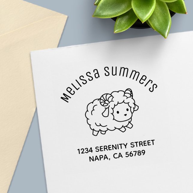 Sello Automático Cute Little Sheep Ram Arch Address (Subido por el creador)