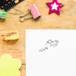 Sello Automático Cute Lovely Unicorn Custom Name  Self-inking Stamp