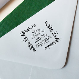 Sello Automático Cute Merry Christmas Green Frame Return Address