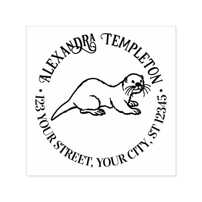 Sello Automático Cute Nutria Marina Redonda Dirección de Remitente  (Diseño)