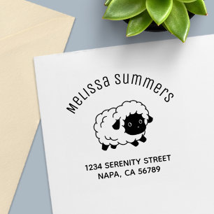 Sello Automático Cute Oveja Negra Pequeña con Nariz Dirección Arco