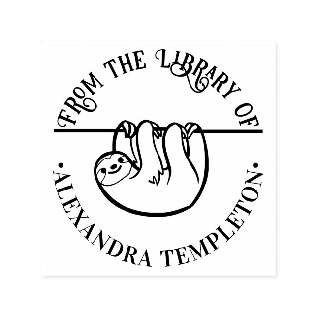 Sello Automático Cute Perezoso Colgante “De la Biblioteca de” Nombr (Diseño)