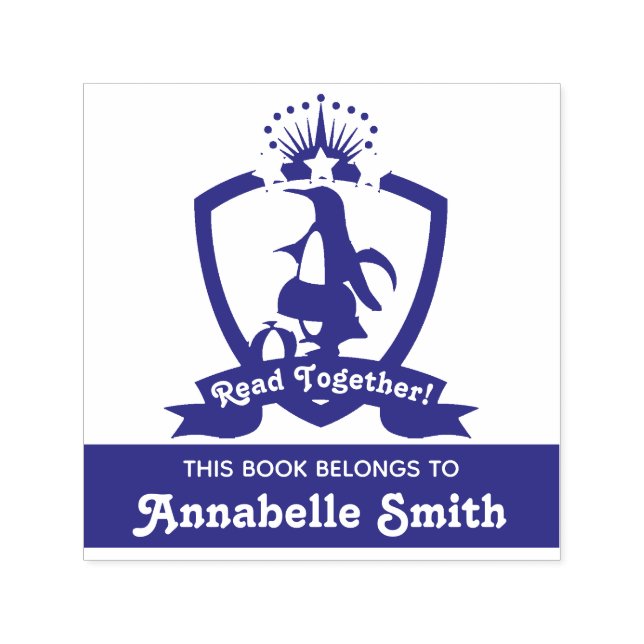 Sello Automático Cute Pingüino Este Libro Pertenece A Niños Etiquet (Diseño)