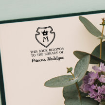 Cute Princesa Corona Emblem Monograma Libro Placa