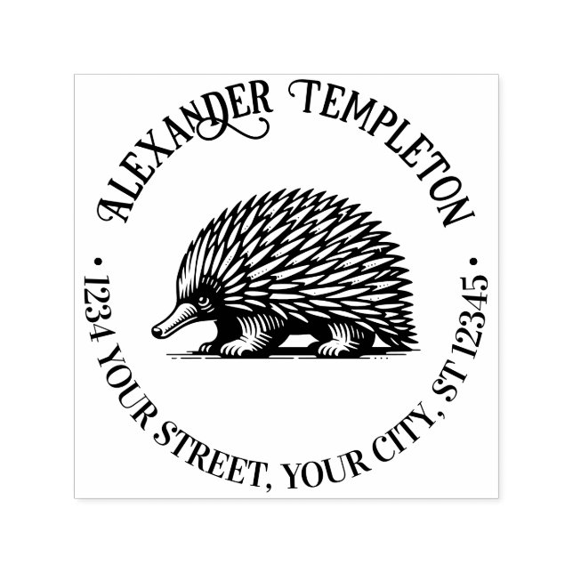 Sello Automático Cute Quilly Echidna Australia Nombre Dirección de  (Diseño)