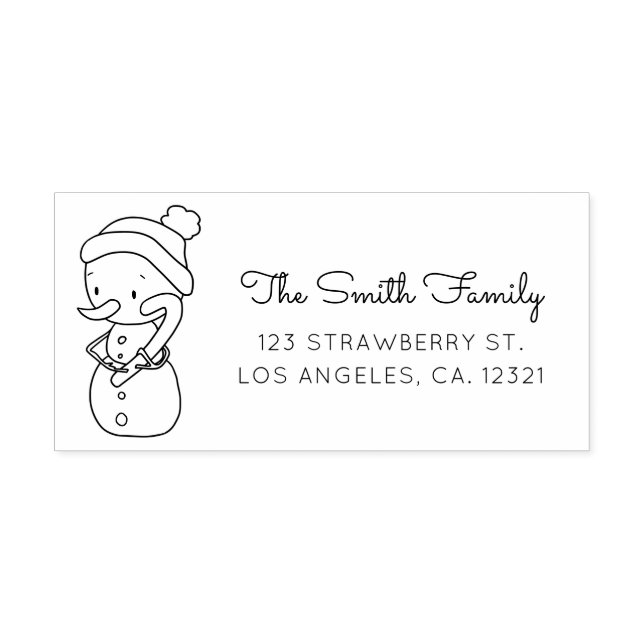 Sello Automático Cute Snowman Candy Cane Return Address (Diseño)