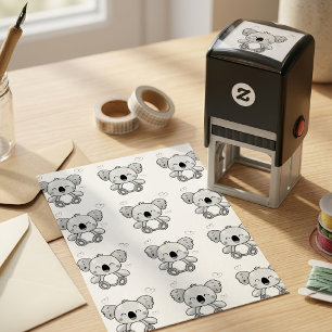 Sello Automático Cute sonriendo Kawaii Bebé Koala con Corazones de 