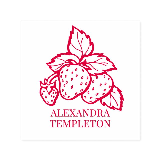 Sello Automático Cute Strawberries with Leaves Name (Diseño)