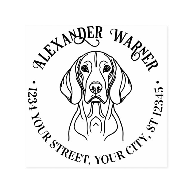 Sello Automático Cute Vizsla Nombre de la Cabeza del Perro Direcció (Diseño)