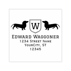 Sello Automático Dachshund Perros Nombre del Escudo inicial, Direcc