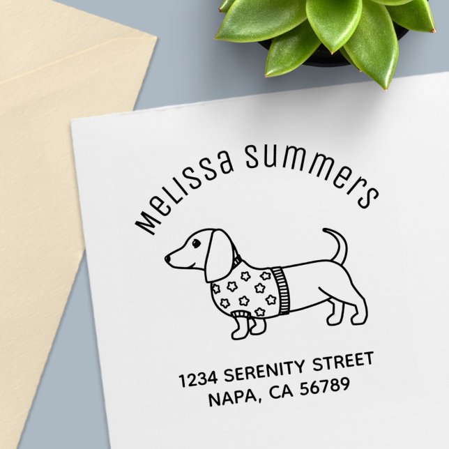 Sello Automático Dachshund Wiener Dog Star Sweater Arch Address (Subido por el creador)