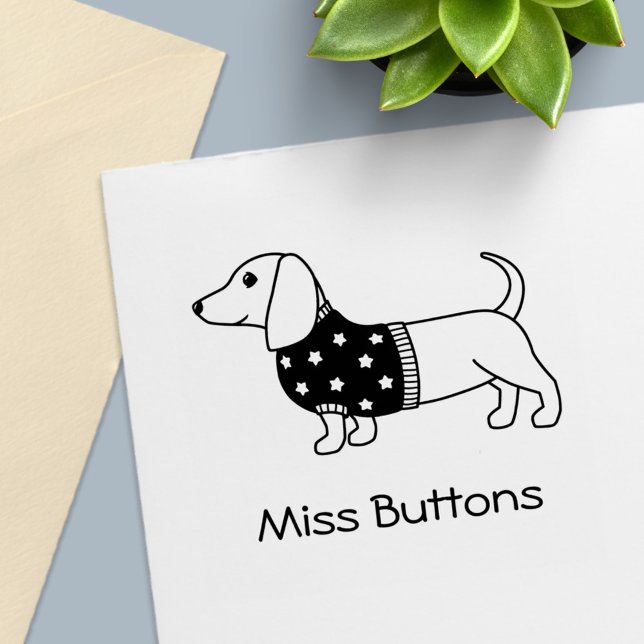 Sello Automático Dachshund Wiener Dog Star Sweater Nombre personali (Subido por el creador)