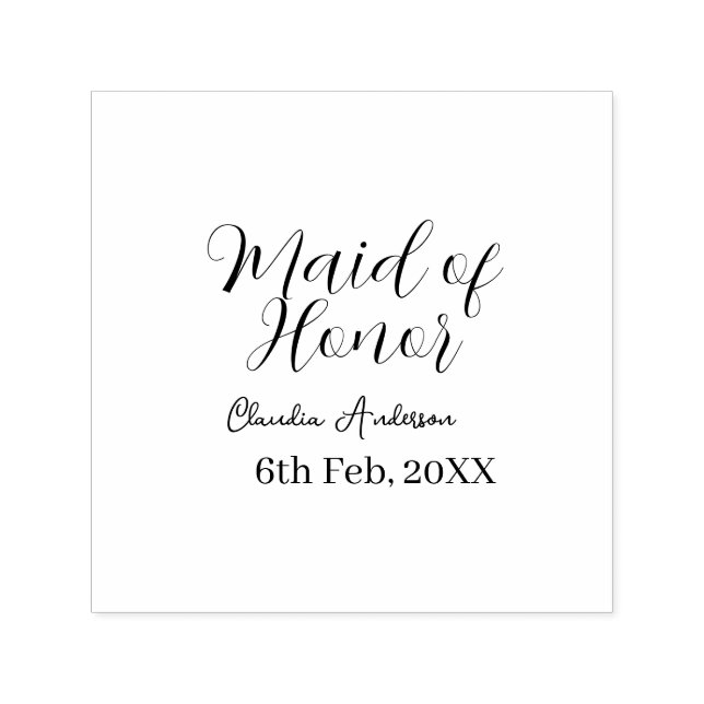 Sello Automático Dama de honor malva nombre fecha rosa pastel novia (Diseño)