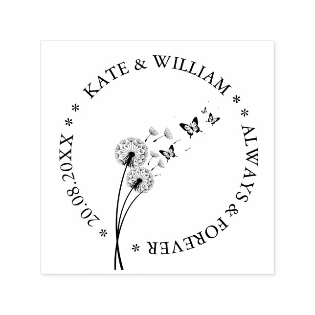 Sello Automático Dandelion floral Save the date Wedding (Diseño)
