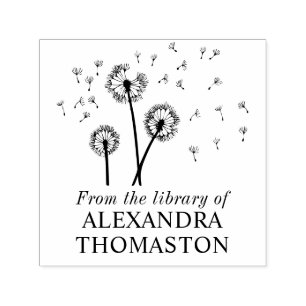 Sello Automático Dandelions Seeds in the Wind Library Book Name