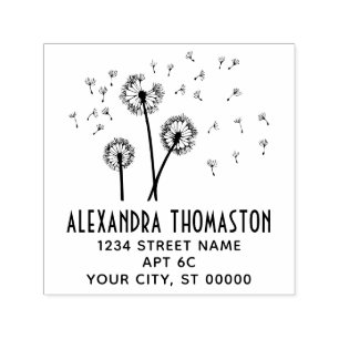 Sello Automático Dandelions Seeds in the Wind Name Address