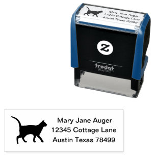 Sello Automático de Gato Silueta Blanco Ruso