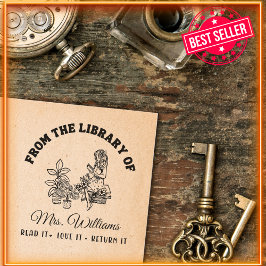 Sello Automático De La Biblioteca De | Chica Botánica Libro Antiguo
