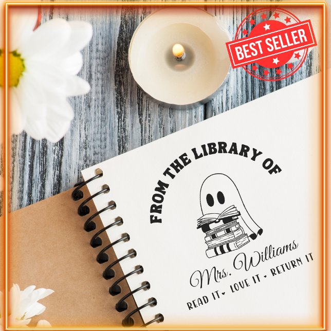 Sello Automático De La Biblioteca De | Cute Ghost Teachbook (Subido por el creador)