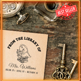 Sello Automático De La Biblioteca De | Dinosaurio en el profesor de