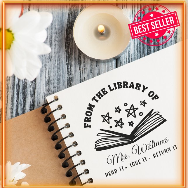 Sello Automático De La Biblioteca De | Estrellas Libro Antiguo  (Subido por el creador)