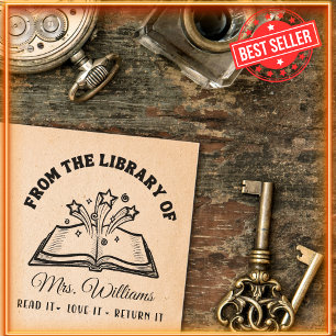 Sello Automático De La Biblioteca De Estrellas Libro Antiguo, Mae