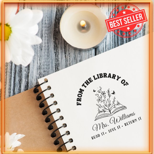 Sello Automático De La Biblioteca De | Flores libro de profesores d (Subido por el creador)