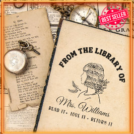 Sello Automático De La Biblioteca De | Libro de estantes de cabeza 