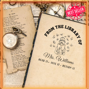 Sello Automático De La Biblioteca De   Libro de mariposa cubana