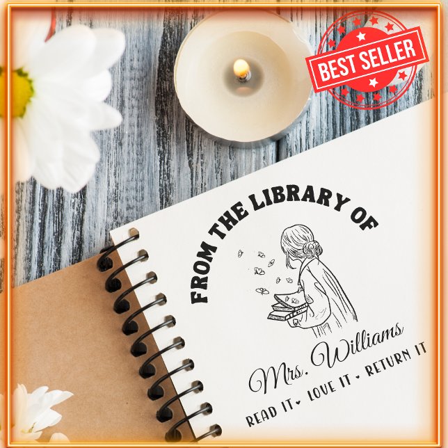 Sello Automático De La Biblioteca De | Mariposas en libros, profeso (Subido por el creador)