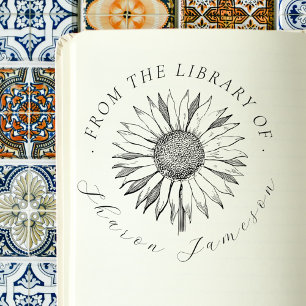 Sello Automático De la biblioteca de nombre personalizado girasol v