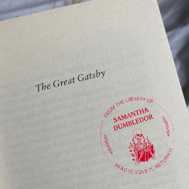 Sello Automático De la Biblioteca del Libro Stamp Flores góticas