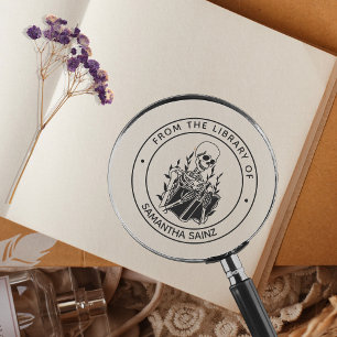Sello Automático De la Biblioteca del Libro Stamp Skeleton Gothic