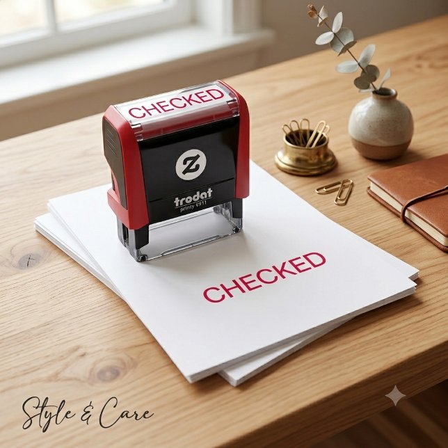 Sello Automático de Marca de Verificación de Nombr (Custom Name Checked Mark Self Ink Stamp Tool)