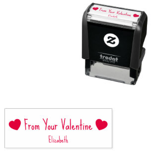 Sello Automático De Tu Valentín con 2 Corazones y Nombre