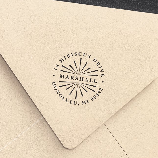 Sello Automático Deco Sunburst Round Return Address Stamp (Subido por el creador)