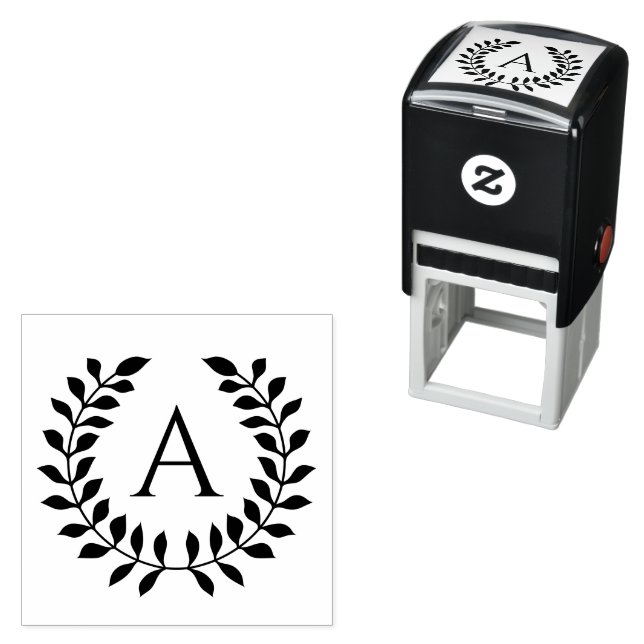 Sello Automático Decorative Laurel Wreath With Custom Monogram (In Situ)