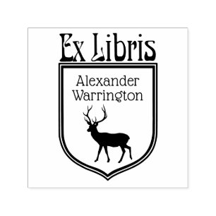 Sello Automático Deer Silhouette Escudo Ex Libris Book Name